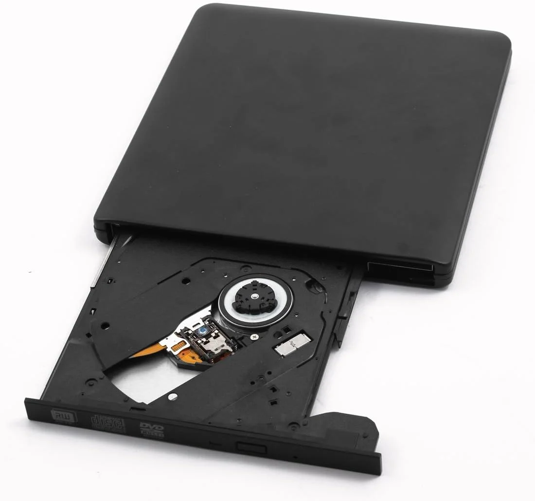 درایو اکسترنال فلزی USB 3.0 فلاپی دیسک DVD-RW رایتر قابل حمل دیسکت CD مشکی برای کامپیوتر