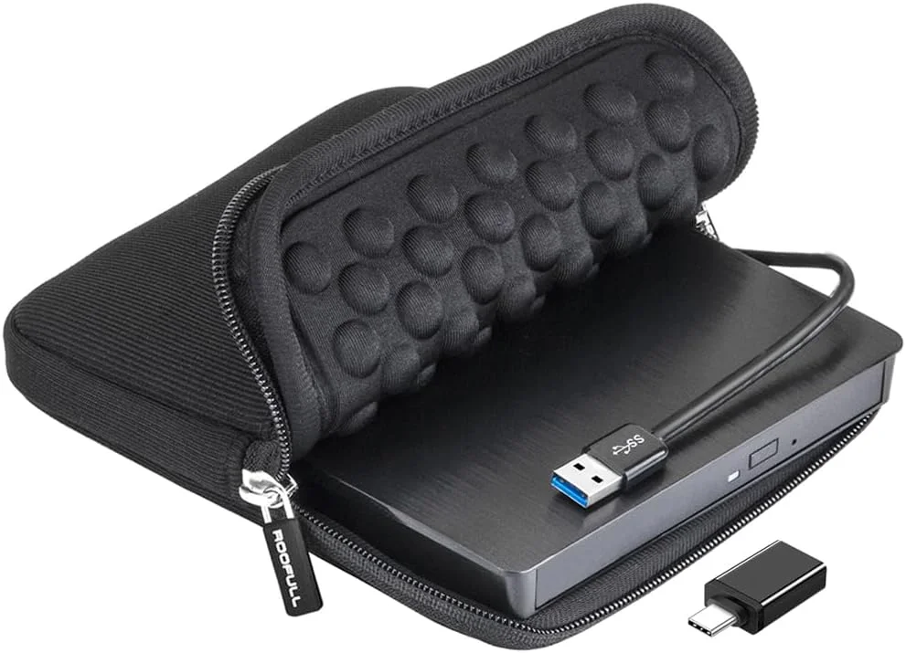 درایو DVD اکسترنال USB 3.0 روفول همراه با کیف محافظ، درایو و رایت CD DVD +/-RW قابل حمل، سازگار با کامپیوترهای لپ تاپ و PC با سیستم عامل ویندوز 10/8/7 از برندهای HP، Dell، LG، Asus، Acer، Lenovo درایو DVD اکسترنال USB 3.0 روفول همراه با کیف محافظ، درایو و رایت CD DVD +/-RW قابل حمل، سازگار با کامپیوترهای لپ تاپ و PC با سیستم عامل ویندوز 10/8/7 از برندهای HP، Dell، LG، Asus، Acer، Lenovo