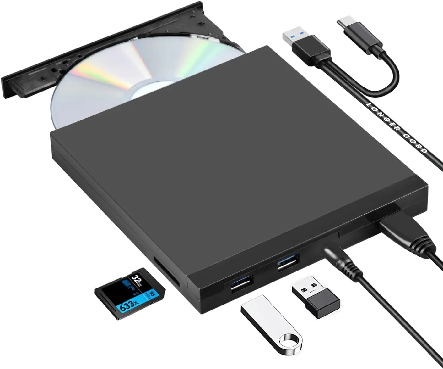 درایو اکسترنال CD/DVD+/-RW مدل ROOFULL USB 3.0 Type-C با پورتهای USB و کارتخوان SD، رایتر و پلیر قابل حمل DVD CD-ROM، درایو نوری برای MacBook Pro، iMac، لپتاپ Windows 11/10/8/7 درایو اکسترنال CD/DVD+/-RW مدل ROOFULL USB 3.0 Type-C با پورتهای USB و کارتخوان SD، رایتر و پلیر قابل حمل DVD CD-ROM، درایو نوری برای MacBook Pro، iMac، لپتاپ Windows 11/10/8/7