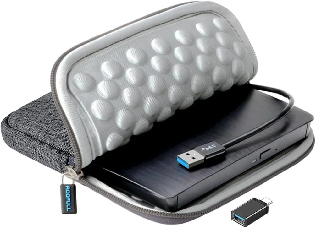 درایو اکسترنال CD DVD +/-RW روفول برای لپ تاپ و کامپیوتر، USB 3.0 قابل حمل CD/DVD-ROM پخش کننده و نویسنده دیسک نوری با کیف حمل برای ویندوز 11/10/8/7، لینوکس، سیستم عامل مک درایو اکسترنال CD DVD +/-RW روفول برای لپ تاپ و کامپیوتر، USB 3.0 قابل حمل CD/DVD-ROM پخش کننده و نویسنده دیسک نوری با کیف حمل برای ویندوز 11/10/8/7، لینوکس، سیستم عامل مک