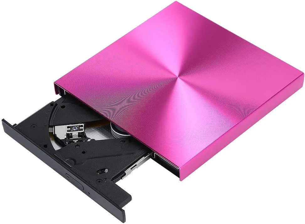 رایتر DVD CD با USB3.0، رایتر و خواننده قابل حمل CD DVD ROM، اکسترنال باریک برای لپ تاپ، آلیاژ آلومینیوم مقاوم در برابر سایش، سازگار با لپ تاپ، کامپیوتر رومیزی، ویندوز، لینوکس (قرمز گل رز)