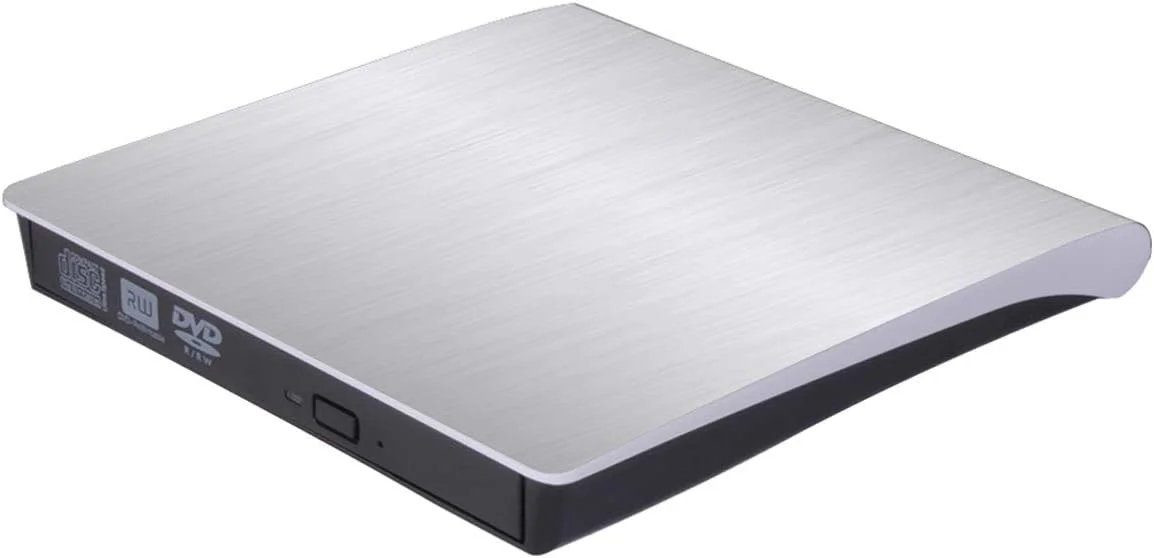 درایو نوری اکسترنال DVD CD پادارسی برای لپ تاپ USB 3.0، درایو CD پلیر اکسترنال DVD-RW، رایتر و ریرایتر اپتیکال برای کامپیوترهای مک، نوت بوک، کامپیوتر رومیزی ویندوز 7/8/10، باریک و سفید