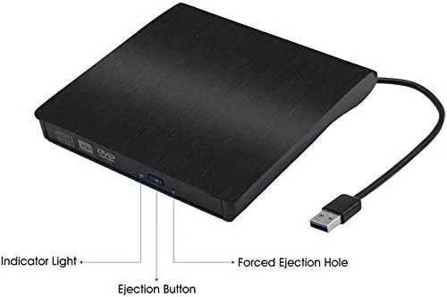 درایو DVD CD اکسترنال Padarsey برای لپ تاپ USB 3.0، درایو CD پلیر DVD-RW اکسترنال، رایتر و ریرایتر اپتیکال برای کامپیوتر مک، نوت بوک، دسکتاپ، PC ویندوز 7/8/10، مک OSX و لینوکس OS اسلیم مشکی