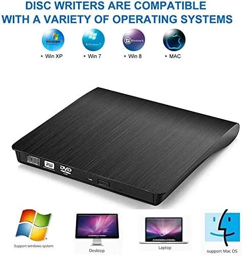درایو DVD CD اکسترنال Padarsey برای لپ تاپ USB 3.0، درایو CD پلیر DVD-RW اکسترنال، رایتر و ریرایتر اپتیکال برای کامپیوتر مک، نوت بوک، دسکتاپ، PC ویندوز 7/8/10، مک OSX و لینوکس OS اسلیم مشکی