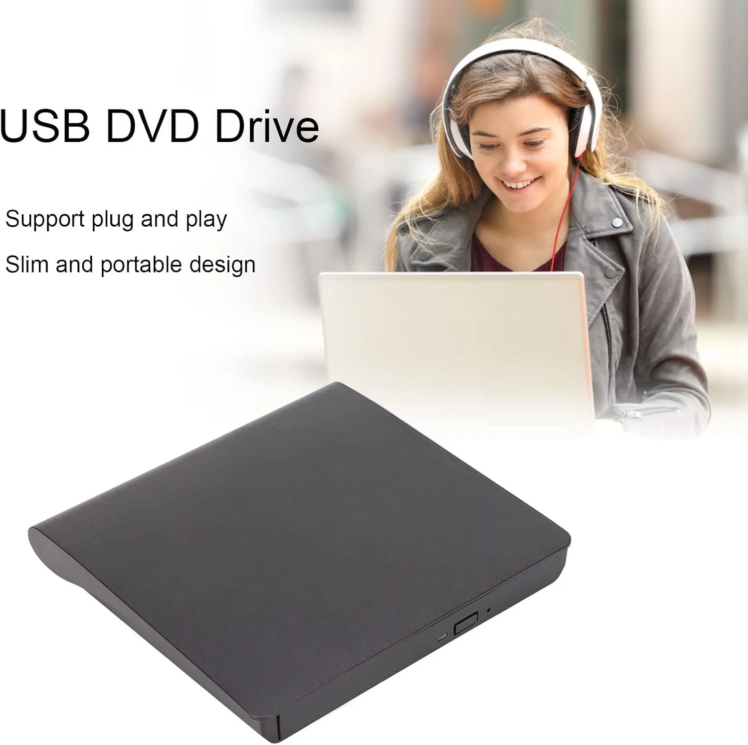 درایو نوری اکسترنال قابل حمل CD DVD، درایو USB 3.0 با سرعت انتقال پایدار 5 گیگابیت بر ثانیه، رایتر و سوزاننده DVD RW برای Win XP/2003/7/8/10/Vista برای لینوکس برای OS X