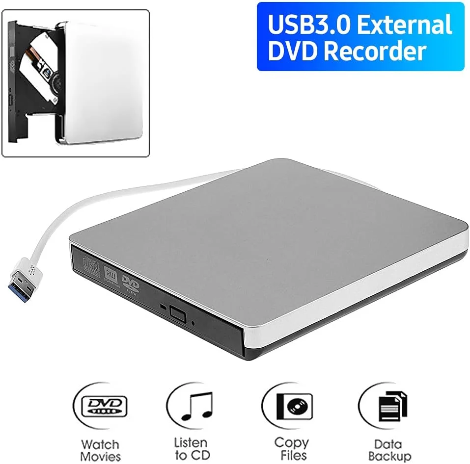 درایو نوری اکسترنال فوق العاده باریک USB 3.0 پپیسکی CD-RW DVD-RW رایتر درایو CDDVD پلیر قابل حمل DVD برای ویندوز/مک