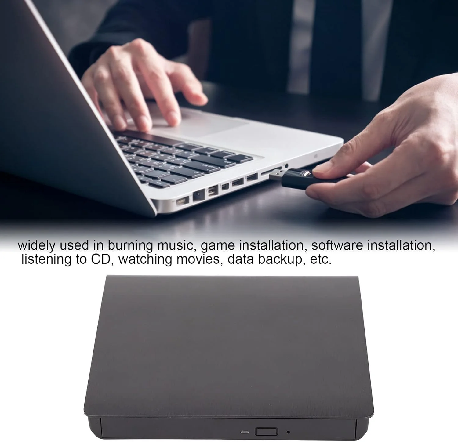 درایو نوری اکسترنال قابل حمل CD DVD، درایو USB 3.0 با سرعت انتقال پایدار 5 گیگابیت بر ثانیه، رایتر و سوزاننده DVD RW برای Win XP/2003/7/8/10/Vista برای لینوکس برای OS X