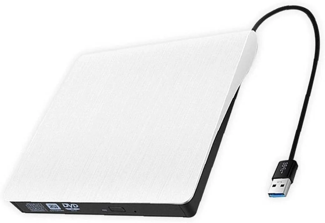 درایو نوری اکسترنال OOPP، درایو DVD قابل حمل، رایتر و رکوردر سازگار با لپ تاپ و کامپیوتر رومیزی - سفید