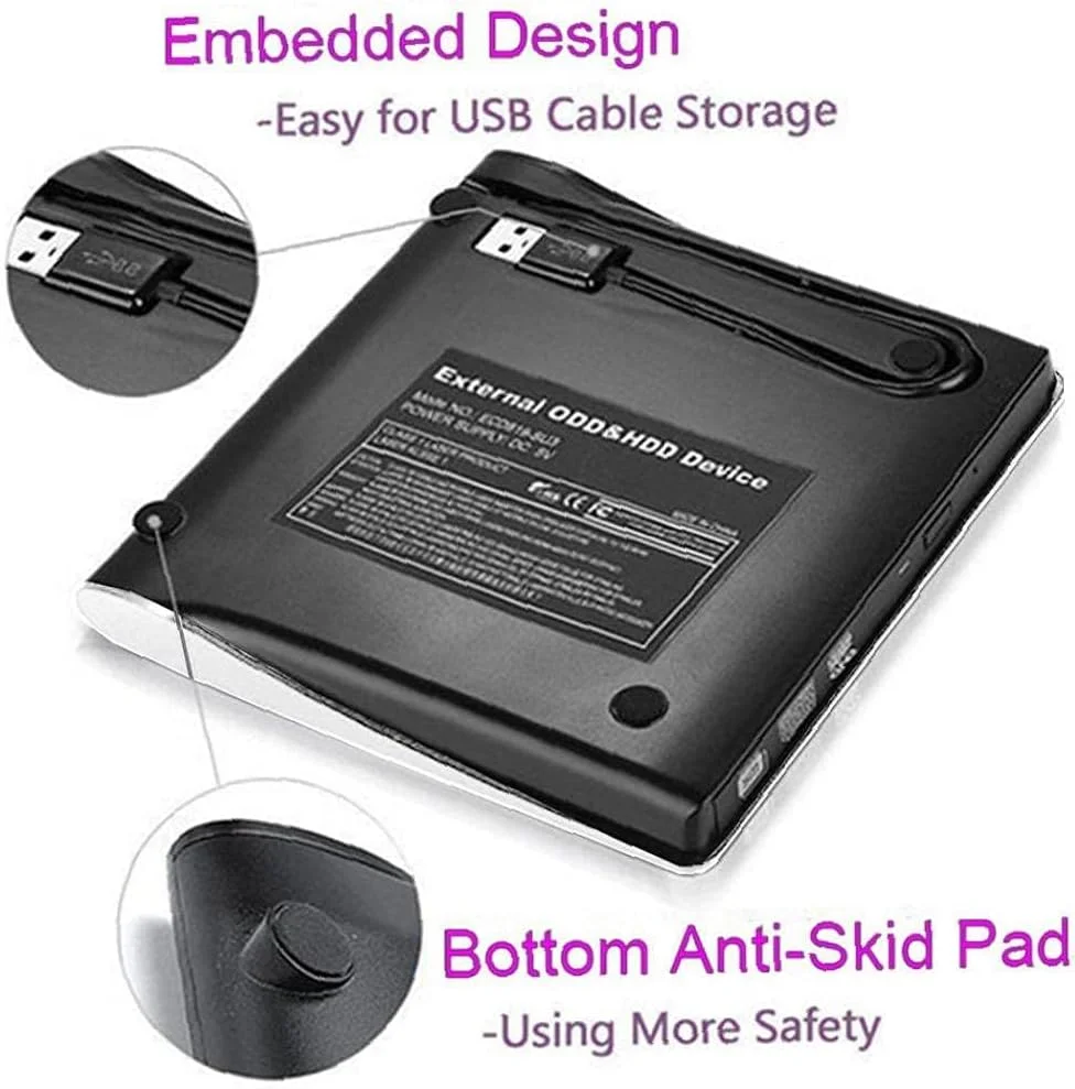 درایو نوری اکسترنال OOPP، درایو DVD قابل حمل، رایتر و رکوردر سازگار با لپ تاپ و کامپیوتر رومیزی - سفید درایو نوری اکسترنال OOPP، درایو DVD قابل حمل، رایتر و رکوردر سازگار با لپ تاپ و کامپیوتر رومیزی - سفید