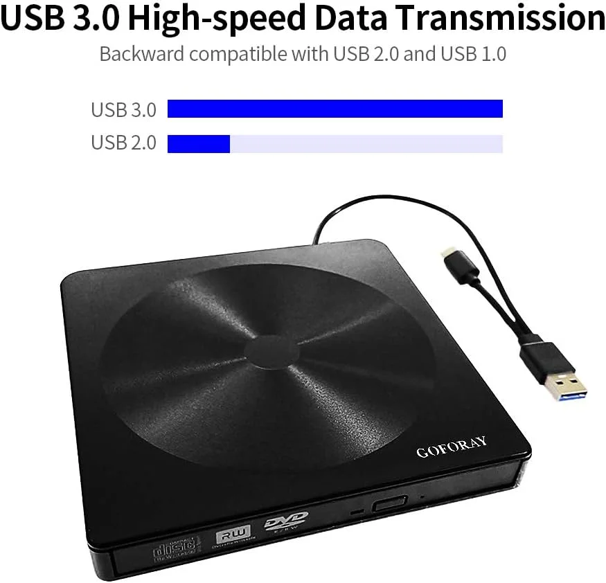 دستگاه ضبط DVD اکسترنال Obery، USB 3.0 Type-C، DVD CD-RW DVD-RW CD DVD ROM پلیر، رایتر، درایو قابل حمل ODD HDD برای ویندوز/مک OS