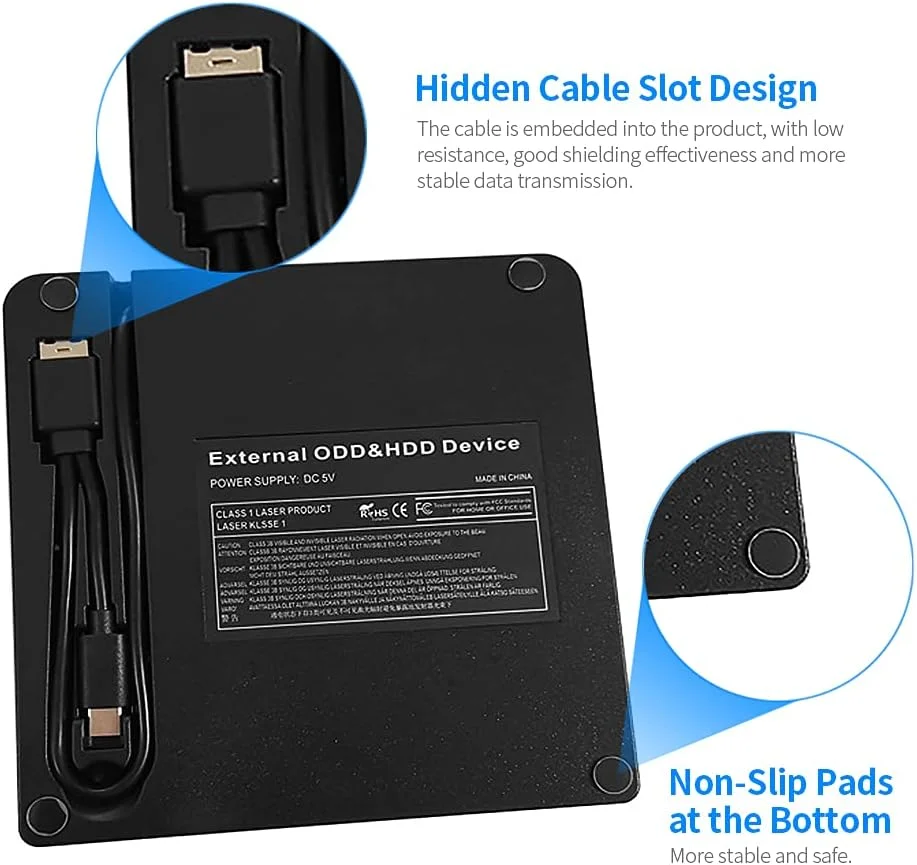 دستگاه ضبط DVD اکسترنال Obery، USB 3.0 Type-C، DVD CD-RW DVD-RW CD DVD ROM پلیر، رایتر، درایو قابل حمل ODD HDD برای ویندوز/مک OS