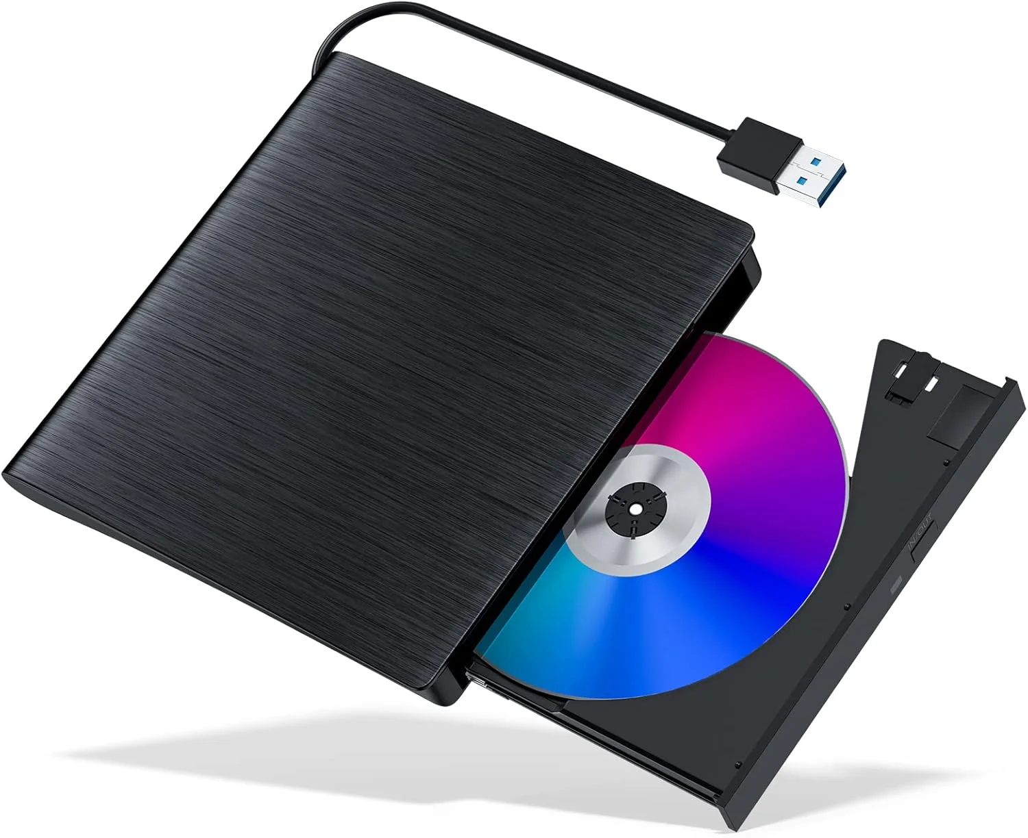 درایو نوری اکسترنال LIUHE برای لپ تاپ، USB 3.0، پخش کننده و نویسنده CD/DVD قابل حمل، سازگار با لپ تاپ، کامپیوتر رومیزی، مک بوک، مک، ویندوز، لینوکس (مشکی)