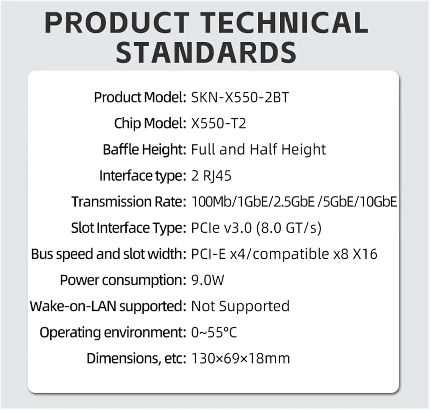 کارت شبکه 10G با دو پورت RJ45 مدل X550-T2 v3.0 PCI-Ex4 / سازگار با X8 X16