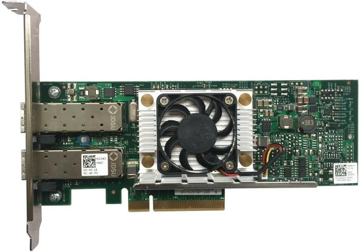 کارت شبکه دو پورت Dell Broadcom 10GB SFP+ فیبر PCI-e x8 با ارتفاع کامل N20KJ 57810S