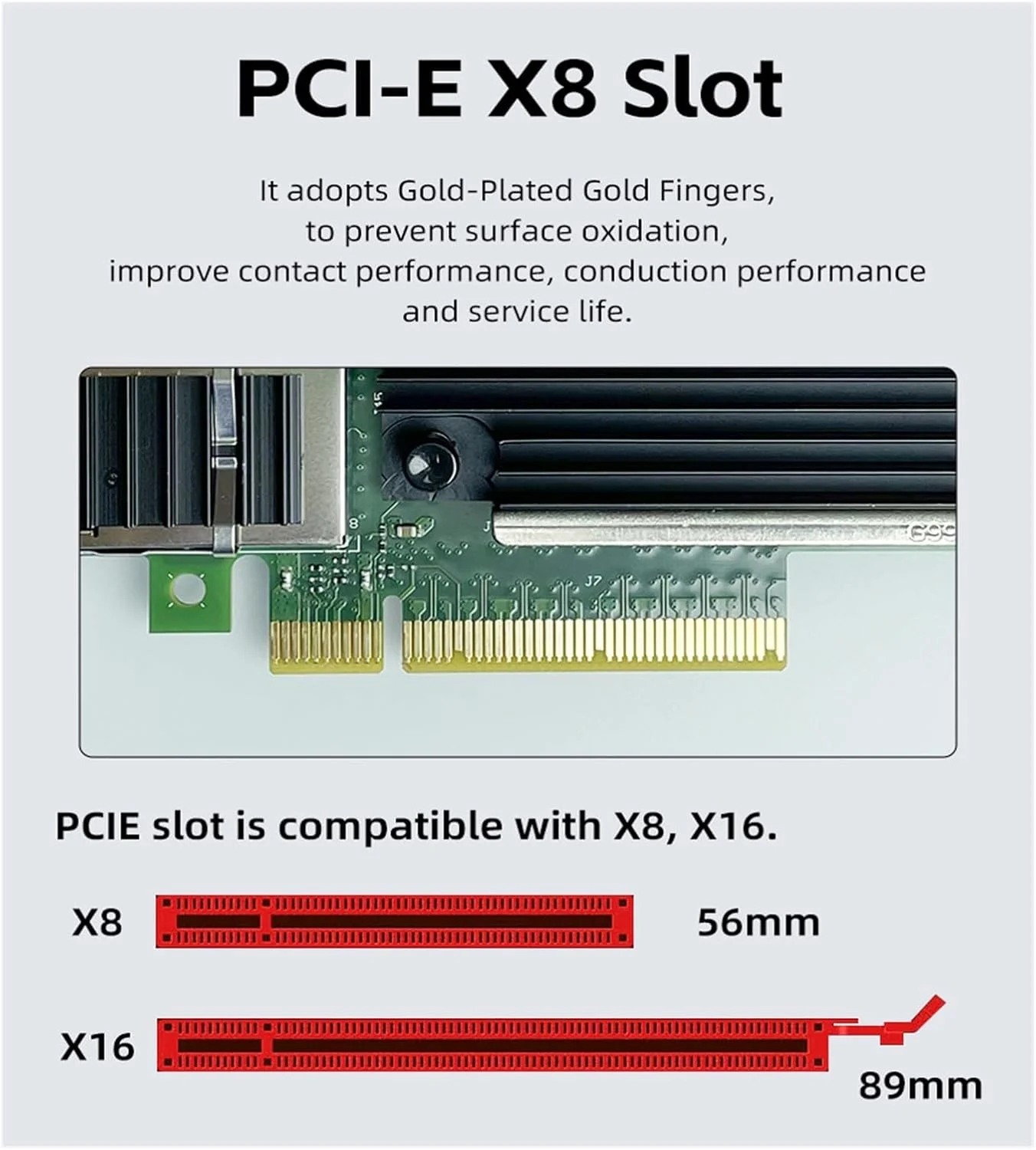 کارت شبکه دو پورت 40G Qs-f.p+ کنترل اصلی PCI-E x8 / سازگار x16 PCIe x8 تمام قد، نیم قد یونیورسال