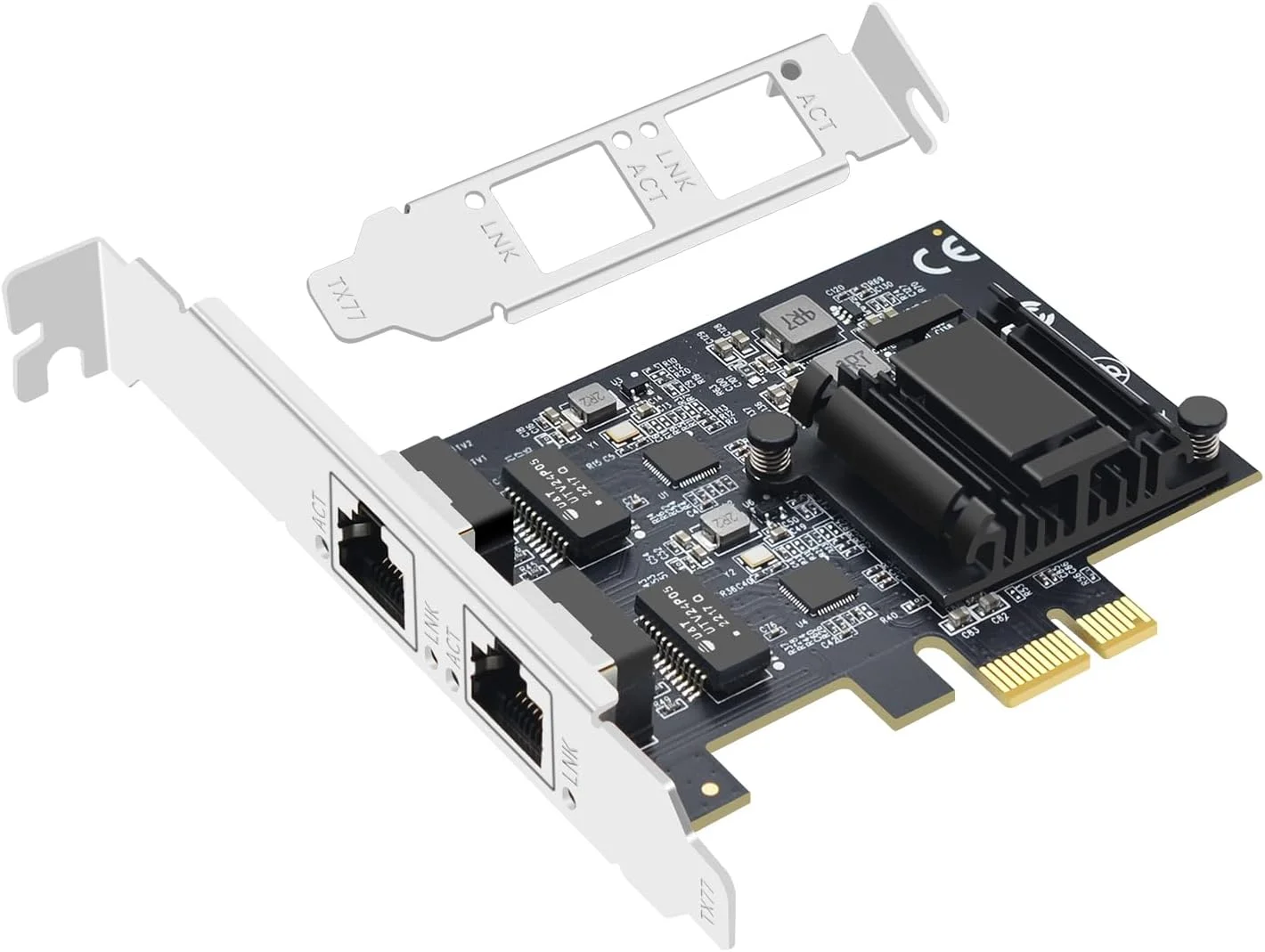 کارت شبکه دو پورت PCI-E X1 2.5GB گیگابیتی - تراشه RTL8125BG+ASM1806 آداپتور اترنت 2500M کارت NIC LAN دو پورت RJ45، پشتیبانی از ESXi PXE Boot، مسیریابی نرم افزاری، سرور تجمیع شبکه