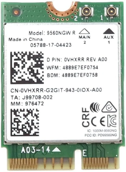 کارت وای فای VHXRR 0VHXRR CN-0VHXRR قطعه جایگزین سازگار برای Intel 9560NGW R Wireless-AC 9560 PCI-Express M.2 2230 802.11ac WLAN Bluetooth 5.1