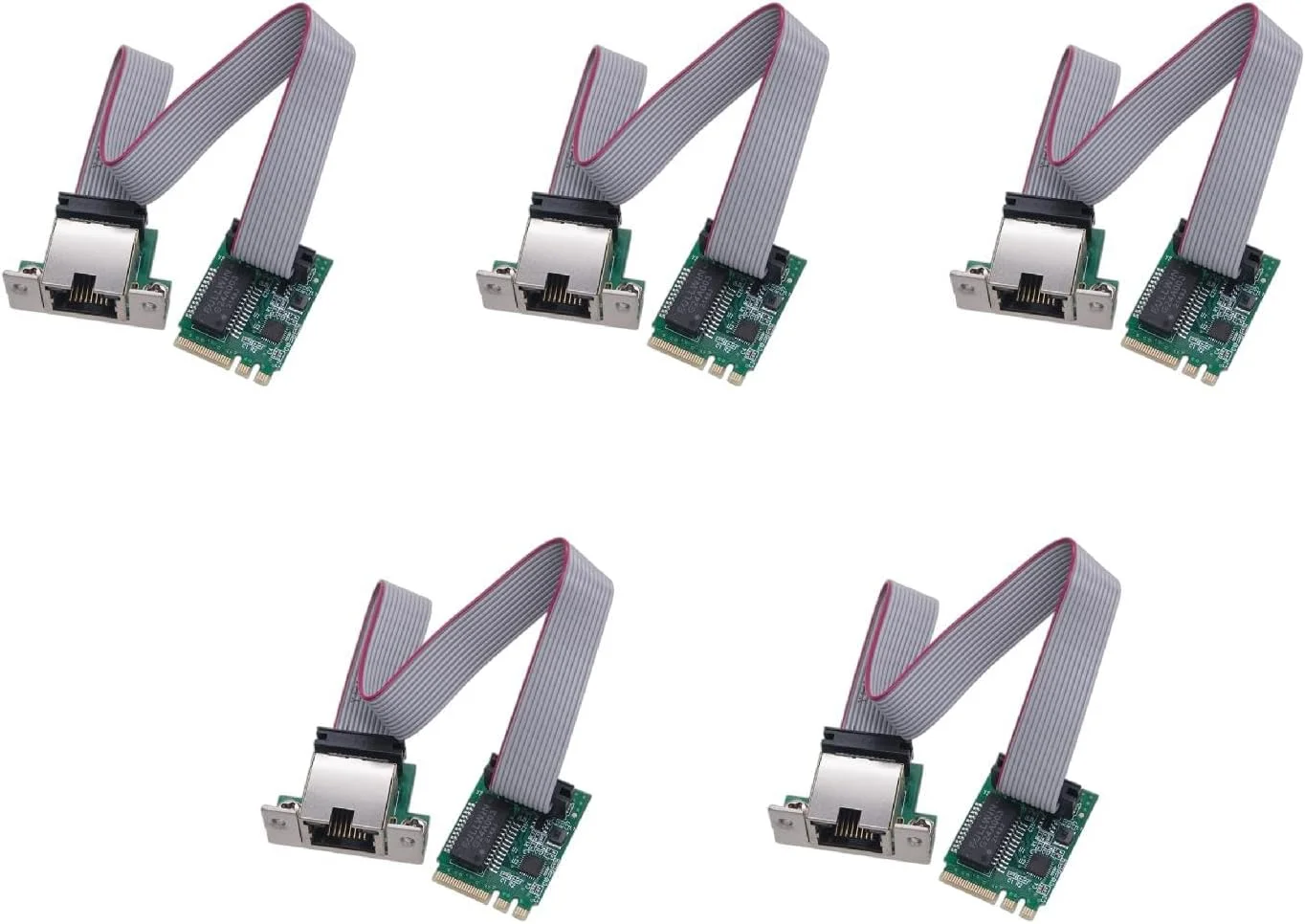 کارت آداپتور پورت RJ45 تکی M.2 A+E Key با کابل توسعه PCI-Express LAN Card 1000M برای کامپیوتر رومیزی