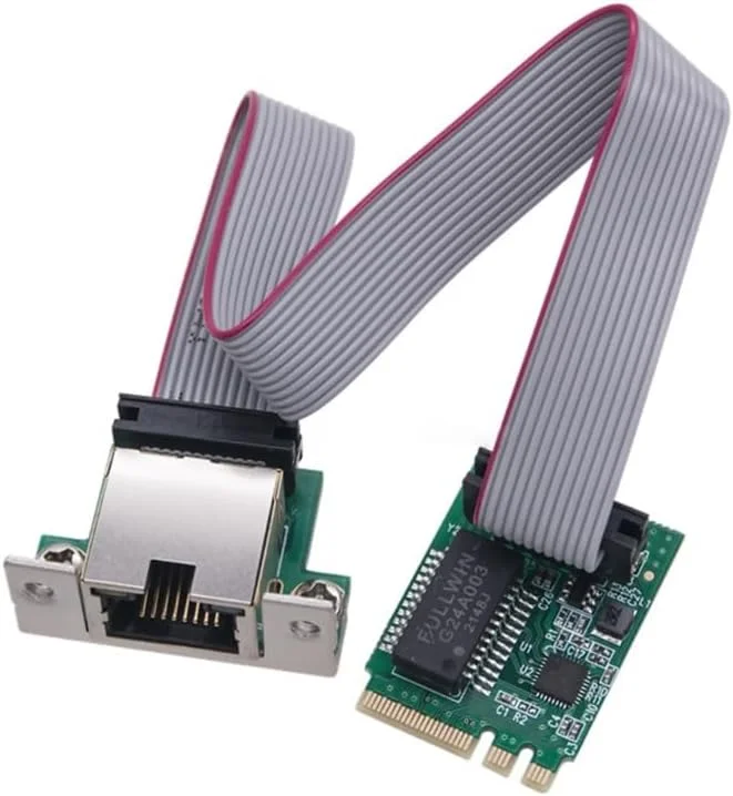 کارت آداپتور پورت RJ45 تکی M.2 A+E Key با کابل توسعه PCI-Express LAN Card 1000M برای کامپیوتر رومیزی