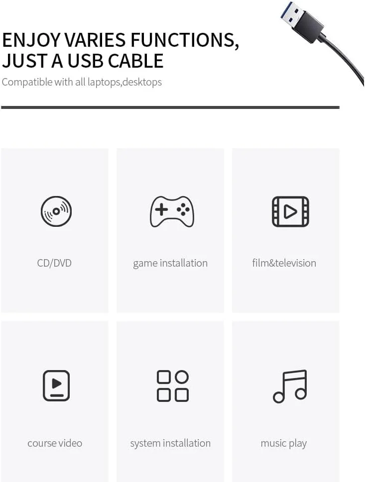 درایو نوری اکسترنال USB3.0 Labymos، درایو DVD قابل حمل برای ویندوز/IOS - نقره ای