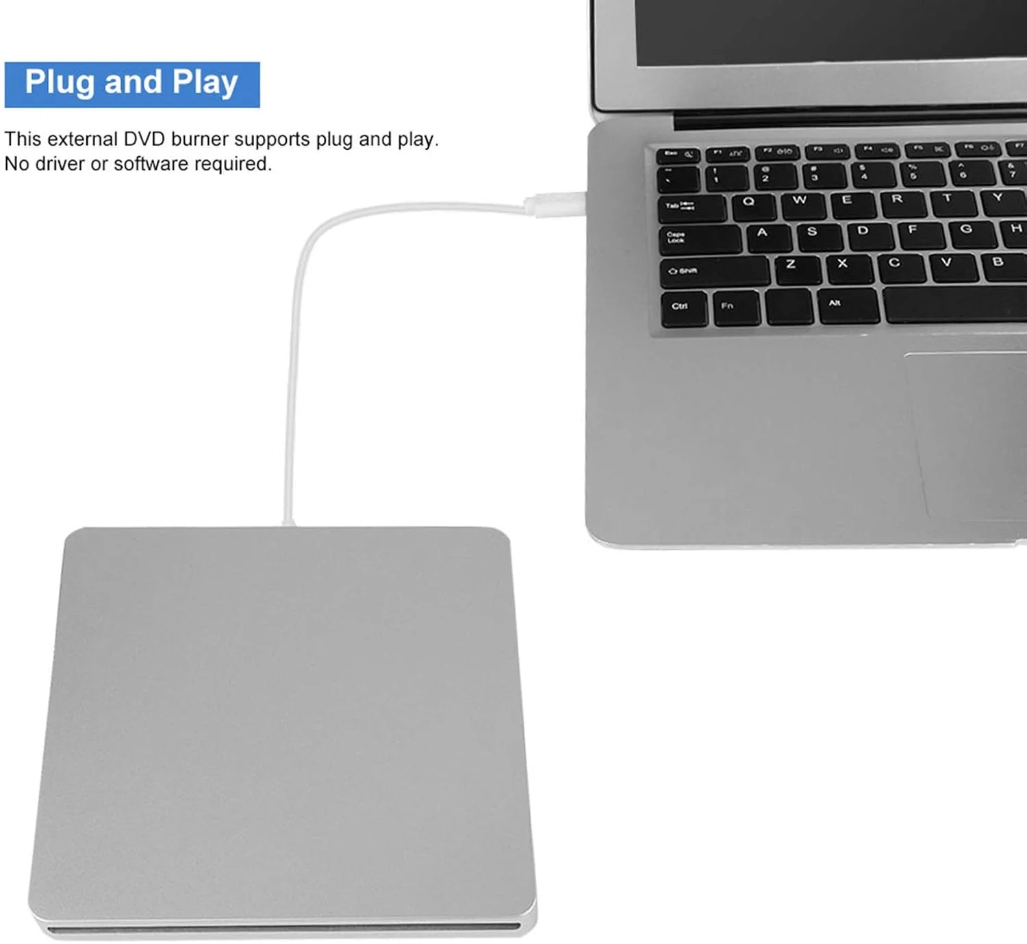 درایو نوری اکسترنال CD DVD تایپ C 2.0، رایتر قابل حمل CD DVD، رایت با یک دکمه، انتقال فوق العاده سریع داده، برای لپ تاپ و کامپیوتر