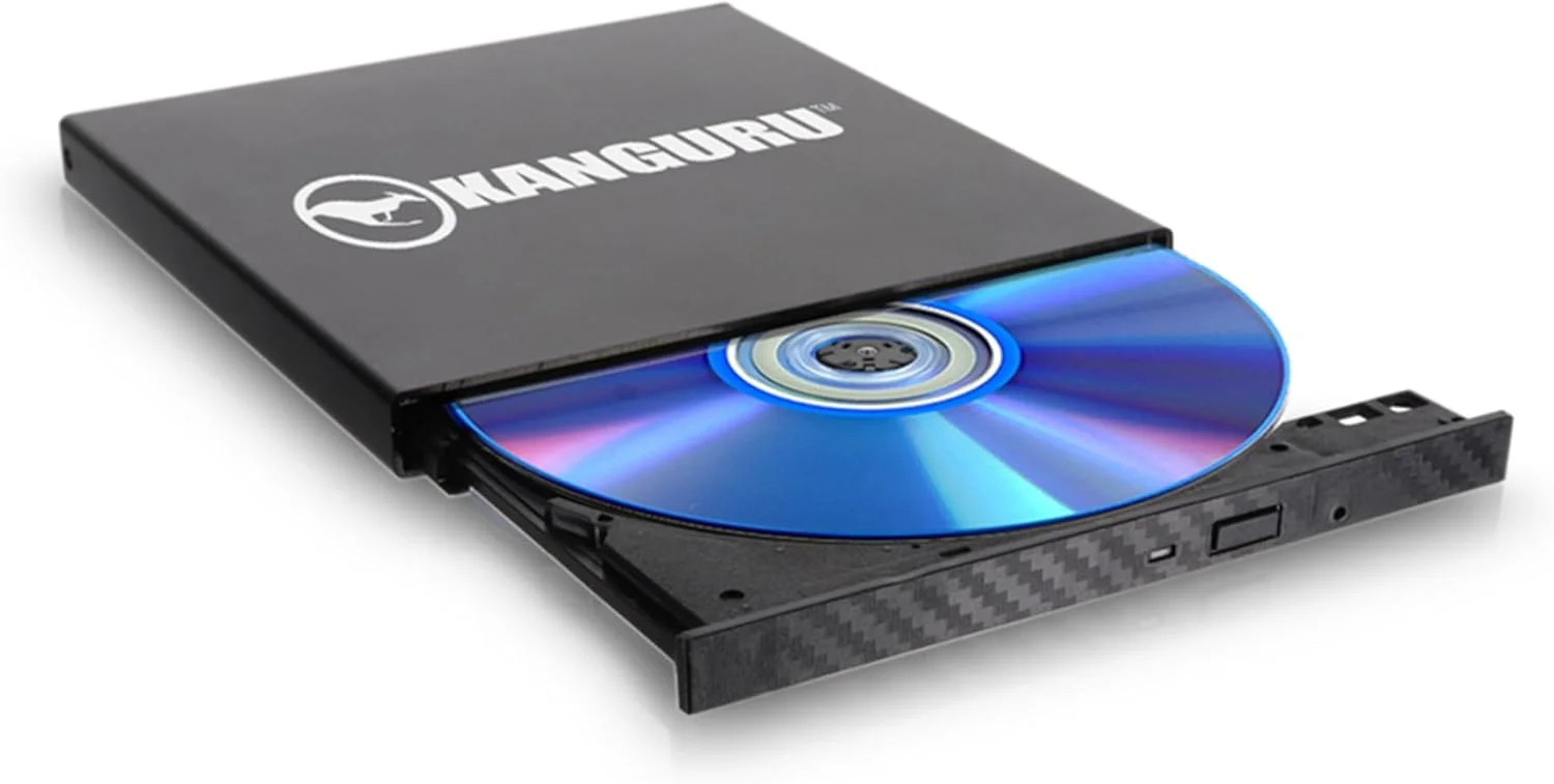 دی وی دی رایتر اکسترنال باریک کانگورو QS - مشکی - سازگار با TAA - پشتیبانی از DVD-RAM/R/RW - سرعت خواندن/نوشتن/بازنویسی CD 24x - سرعت خواندن/نوشتن/بازنویسی DVD 8X - دولایه