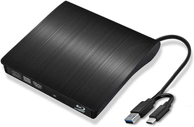 درایو نوری اکسترنال 6X Blu-ray Player DVD CD Writer USB 3.0 USB C 3D Blu-ray Player Drive CD DVD Burner برای iMac MacBook Laptop PC Windows 11/10/8/7, Linux, Mac OS