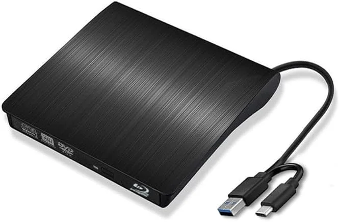 درایو نوری اکسترنال 6X Blu-ray DVD Writer USB 3.0 USB C 3D Blu-ray Player Drive CD DVD Burner برای iMac MacBook Laptop PC Windows 11/10/8/7, Linux, Mac OS