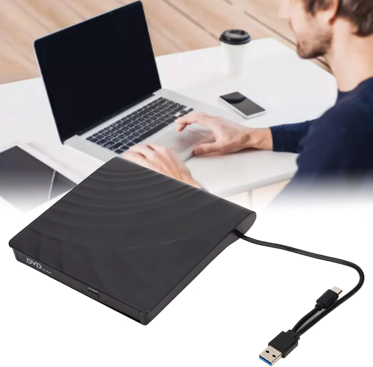 درایو DVD اکسترنال قابل حمل فوق العاده نازک Type-C USB 3.0 درایو CD اکسترنال با سرعت بالا برای ویندوز، لینوکس و سیستم عامل OS X