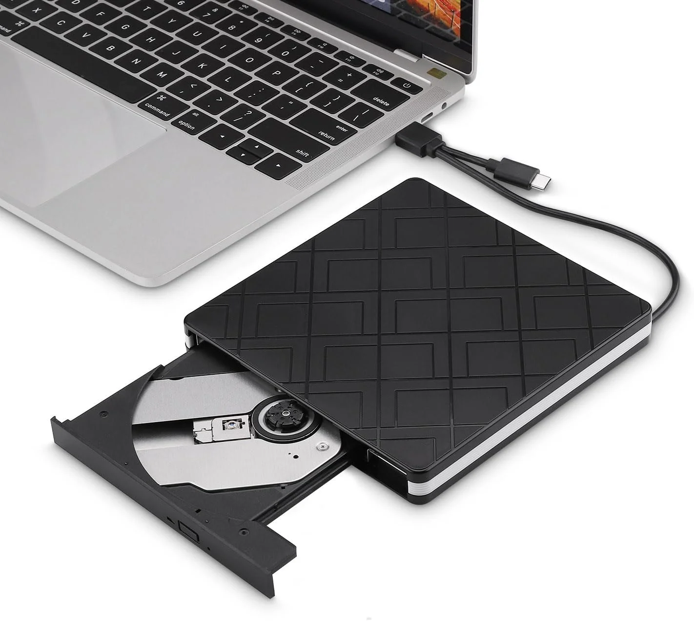 درایو نوری اکسترنال CD DVD باریک USB C رایتر قابل حمل Type C و USB 3.0 CD-RW DVD-R Combo CD Burner Player برای ویندوز 11/10/8/7 کامپیوتر لپ تاپ رومیزی