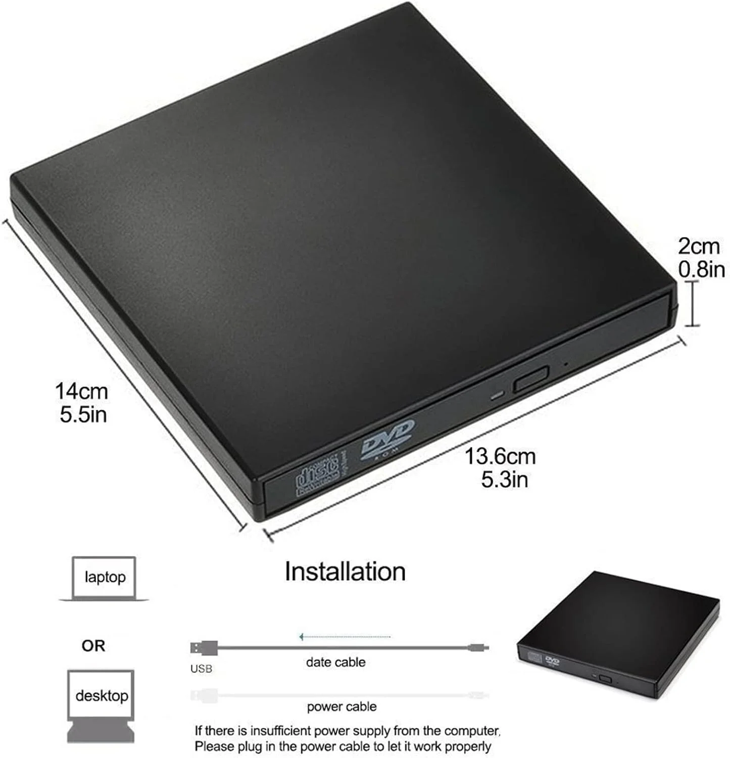 درایو نوری اکسترنال Irovami، رایتر و سوزاننده CD-RW باریک، پخش کننده ترکیبی DVD-RW USB 2.0، اتصال و پخش آسان برای لپ تاپ، نوت بوک و کامپیوتر رومیزی