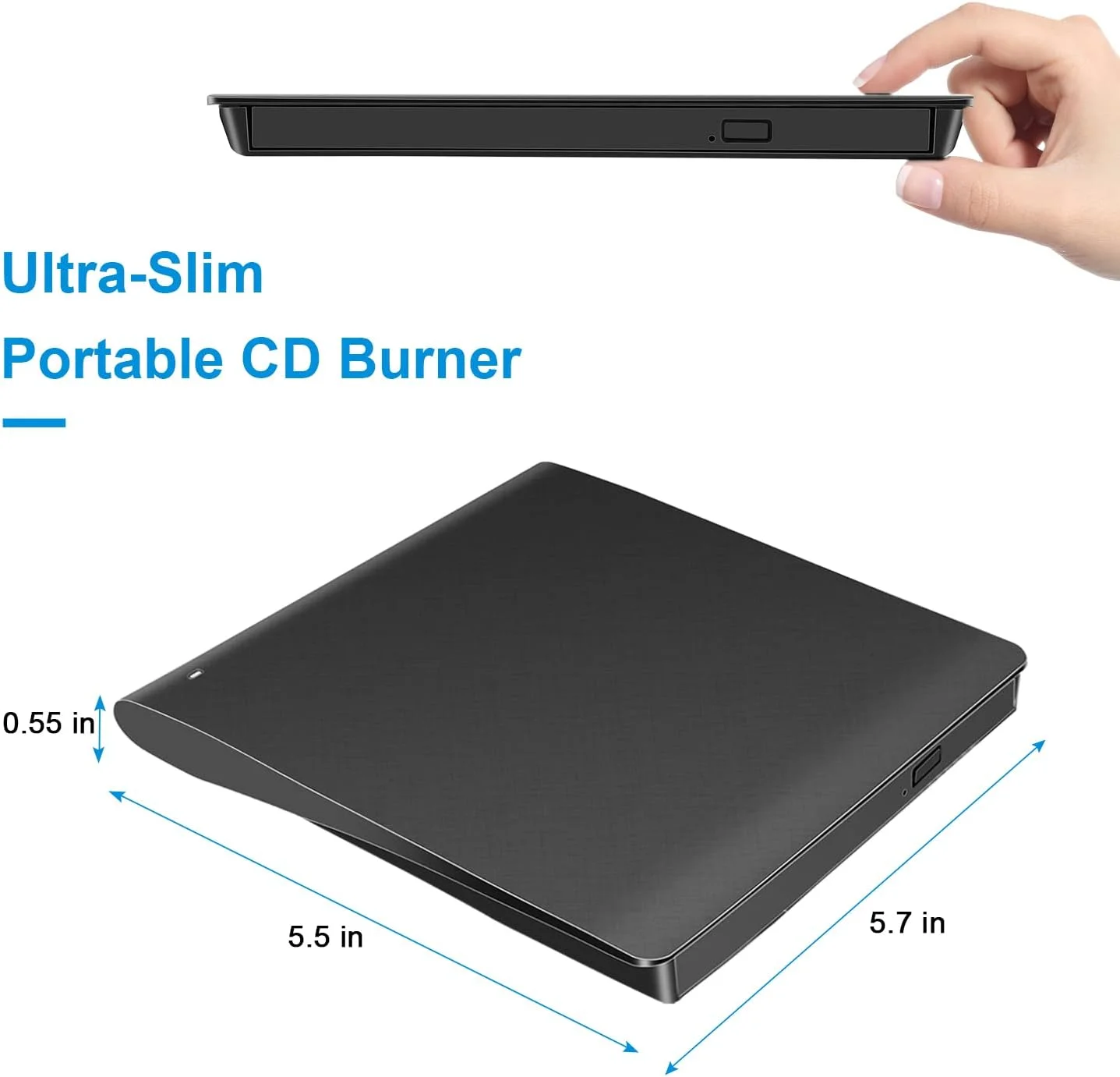 درایو نوری اکسترنال CD/DVD برای لپ تاپ، فوق العاده باریک USB 3.0 Type-C، پخش کننده DVD قابل حمل CD +/-RW، درایو دیسک CD ROM، ریدر سازگار با لپ تاپ، کامپیوتر رومیزی، ویندوز، مک بوک، مک، لینوکس، مک او اس