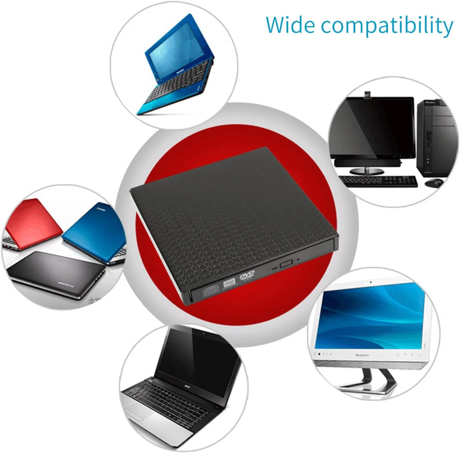 درایو نوری DVD اکسترنال USB 3.0 با سرعت بالا و قابلیت اتصال آسان، رایتر DVD سینی‌دار به همراه کارت‌خوان برای لوازم جانبی تجهیزات کامپیوتر لپ‌تاپ