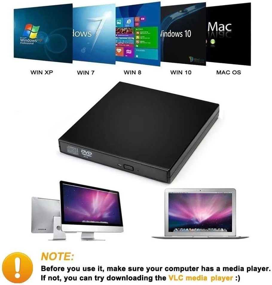 درایو اکسترنال CD-RW هِلِمی، USB 2.0، رایتر CD-RW یونیورسال، پخش کننده DVD/CD بدون نیاز به درایور