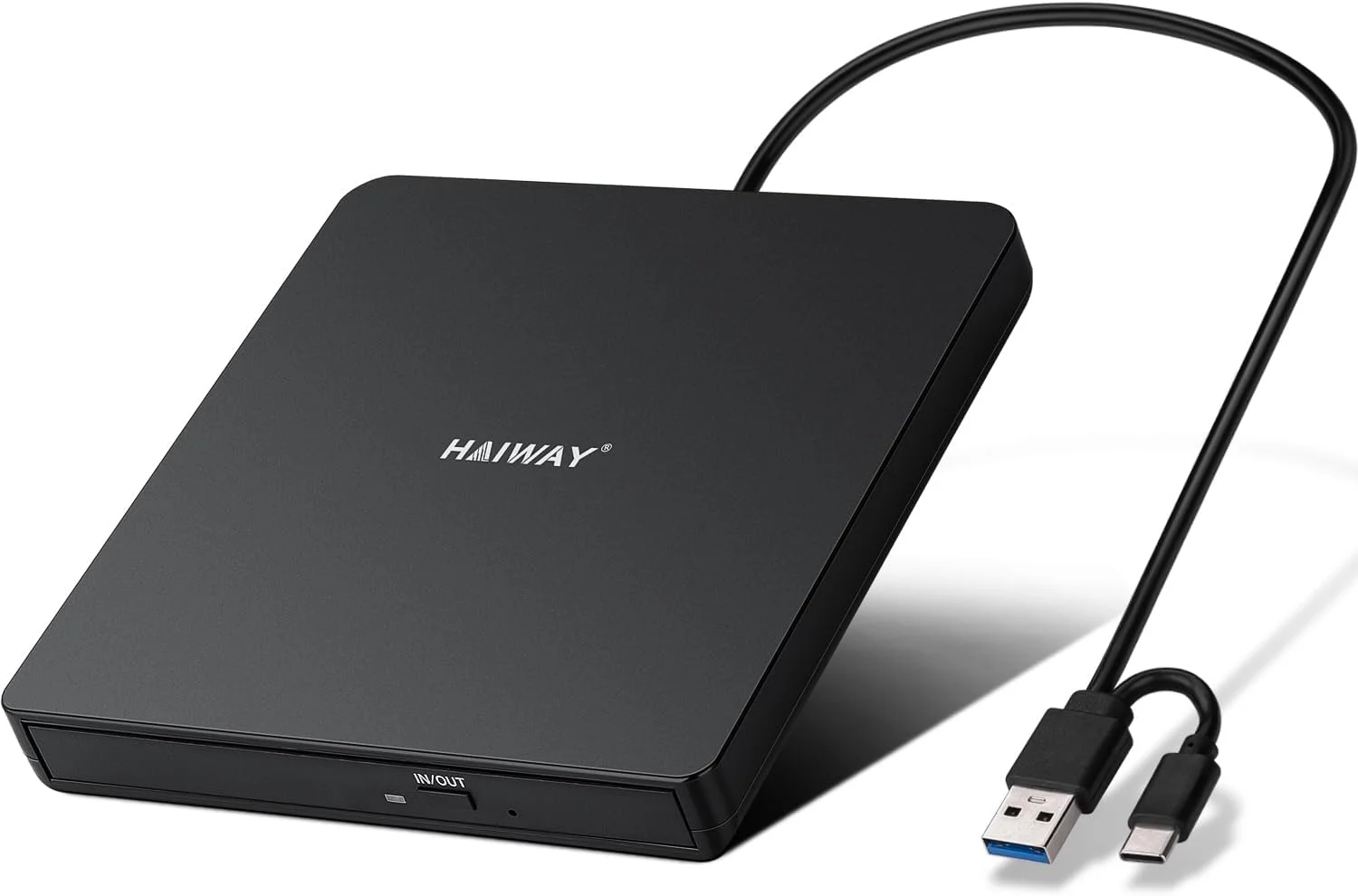 درایو DVD اکسترنال، USB 3.0 Type-C CD DVD رایتر، درایو نوری قابل حمل +/-RW CD/DVD باریک CD ROM خواننده نویسنده پخش کننده برای لپ تاپ دسکتاپ PC MacBook Windows 11/10/8/7 Linux Mac OS (مشکی)