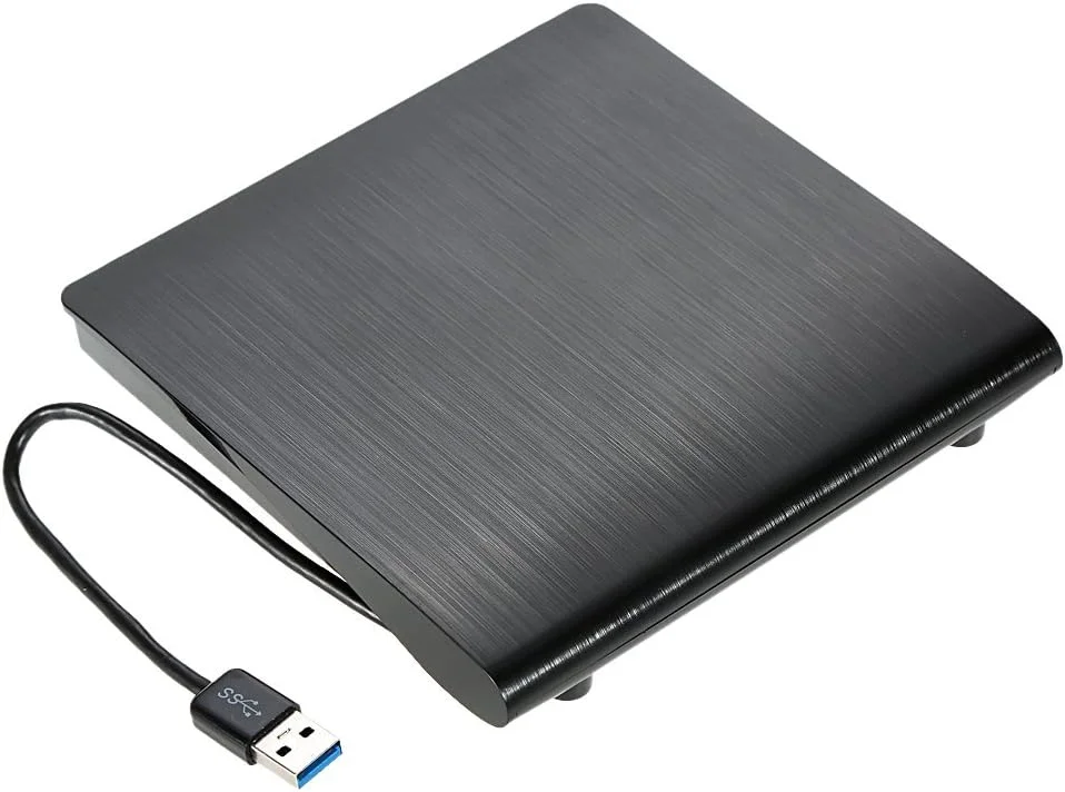 دی وی دی رایتر اکسترنال USB 3.0 فوق العاده باریک و قابل حمل، پخش کننده و رایت کننده دی وی دی برای لینوکس، ویندوز و مک او اس