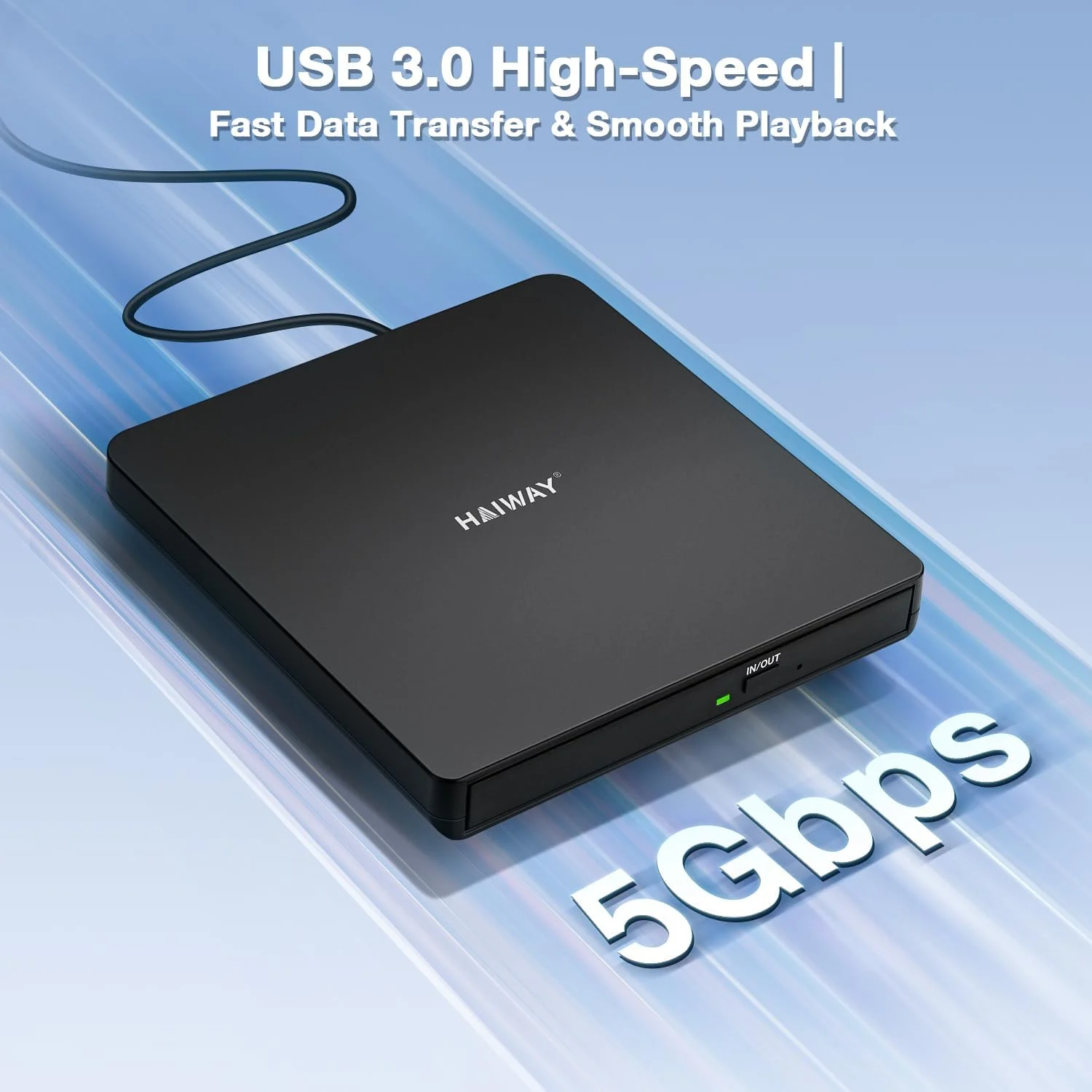 درایو DVD اکسترنال، USB 3.0 Type-C CD DVD رایتر، درایو نوری قابل حمل +/-RW CD/DVD باریک CD ROM خواننده نویسنده پخش کننده برای لپ تاپ دسکتاپ PC MacBook Windows 11/10/8/7 Linux Mac OS (مشکی)