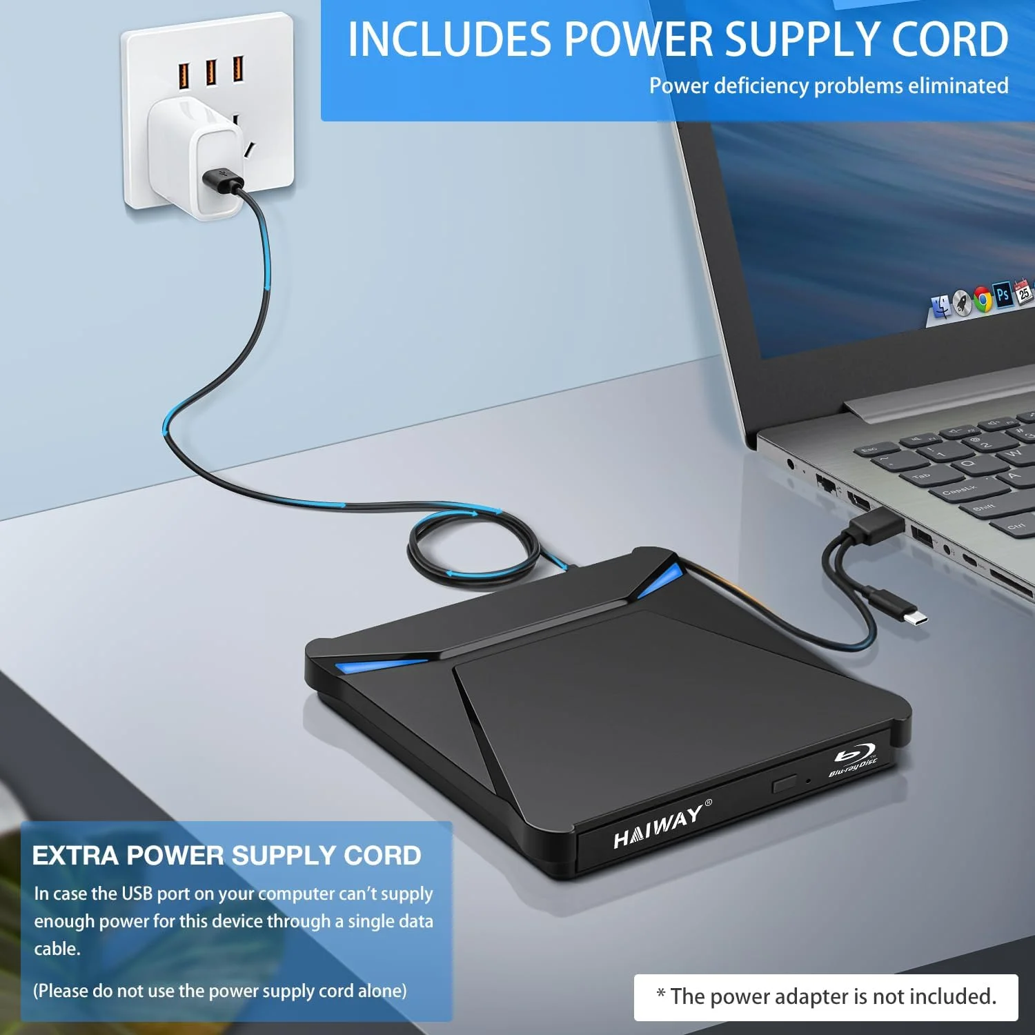 درایو اکسترنال بلوری رایتر 5 در 1، USB 3.0 و Type-C DVD/CD/Blu ray رایتر با کارت خوان SD/TF، پشتیبانی از دیسک های 100 گیگابایتی R/W برای ویندوز، لینوکس، macOS (PC/Laptop/Desktop)