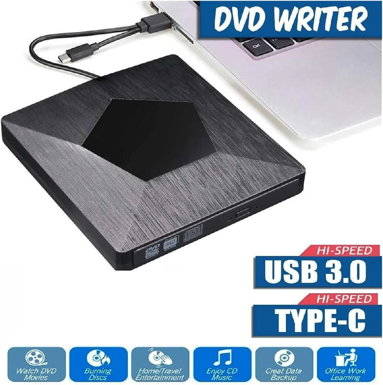 درایو نوری اکسترنال GAJUST، پخش کننده CD ROM USB/Type C، رایتر و ریدر CD-RW، قابل حمل برای لپ تاپ درایو نوری اکسترنال GAJUST، پخش کننده CD ROM USB/Type C، رایتر و ریدر CD-RW، قابل حمل برای لپ تاپ