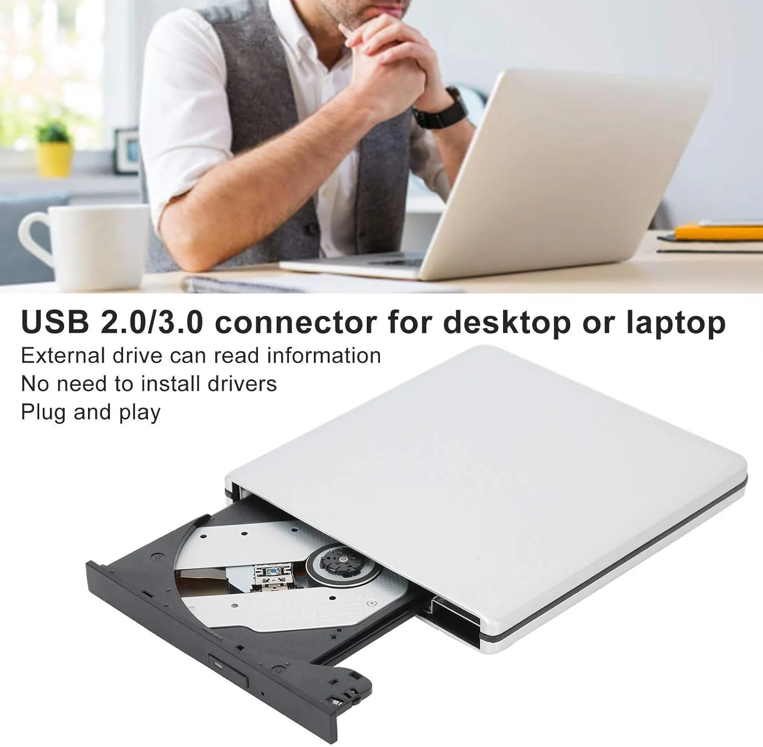 درایو نوری دیسک، درایو اکسترنال فوق العاده باریک CD DVD VCD با رابط USB 2.0/3.0، سازگار با ویندوز XP / 2003/ Visto / 7/8 / 10 / لینوکس/OS X 10 درایو نوری دیسک، درایو اکسترنال فوق العاده باریک CD DVD VCD با رابط USB 2.0/3.0، سازگار با ویندوز XP / 2003/ Visto / 7/8 / 10 / لینوکس/OS X 10