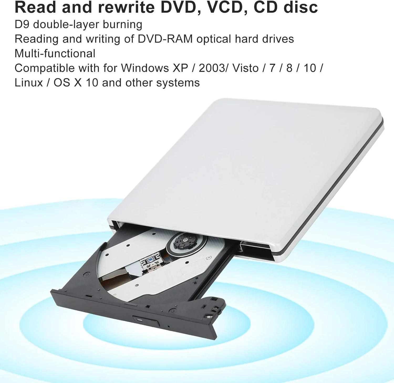 درایو نوری دیسک، درایو اکسترنال فوق العاده باریک CD DVD VCD با رابط USB 2.0/3.0، سازگار با ویندوز XP / 2003/ Visto / 7/8 / 10 / لینوکس/OS X 10 درایو نوری دیسک، درایو اکسترنال فوق العاده باریک CD DVD VCD با رابط USB 2.0/3.0، سازگار با ویندوز XP / 2003/ Visto / 7/8 / 10 / لینوکس/OS X 10