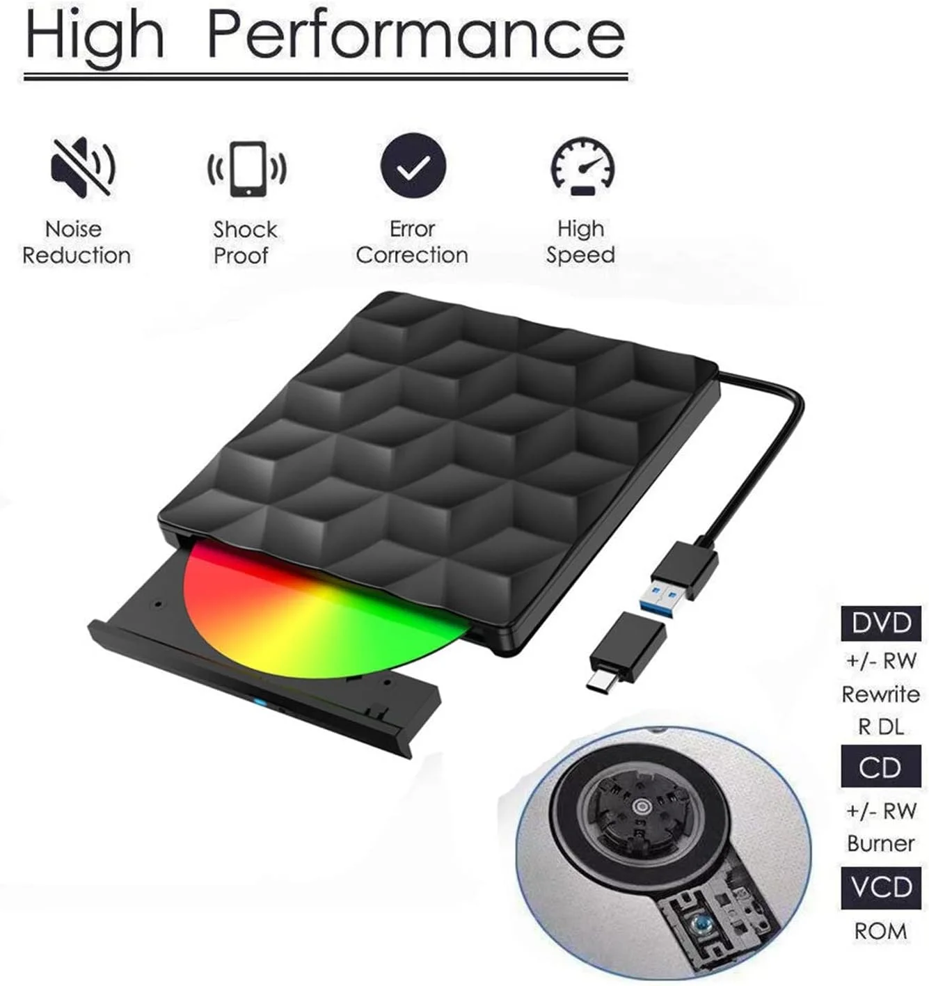 پخشکننده DVD قابل حمل اکسترنال، پخشکننده DVD اکسترنال USB 3.0 Type-c، درایو دیسک قابل حمل CD DVD، رایتر CD برای لپتاپ، کامپیوتر رومیزی، تجربه تماشای فیلم قابل حمل پخشکننده DVD قابل حمل اکسترنال، پخشکننده DVD اکسترنال USB 3.0 Type-c، درایو دیسک قابل حمل CD DVD، رایتر CD برای لپتاپ، کامپیوتر رومیزی، تجربه تماشای فیلم قابل حمل