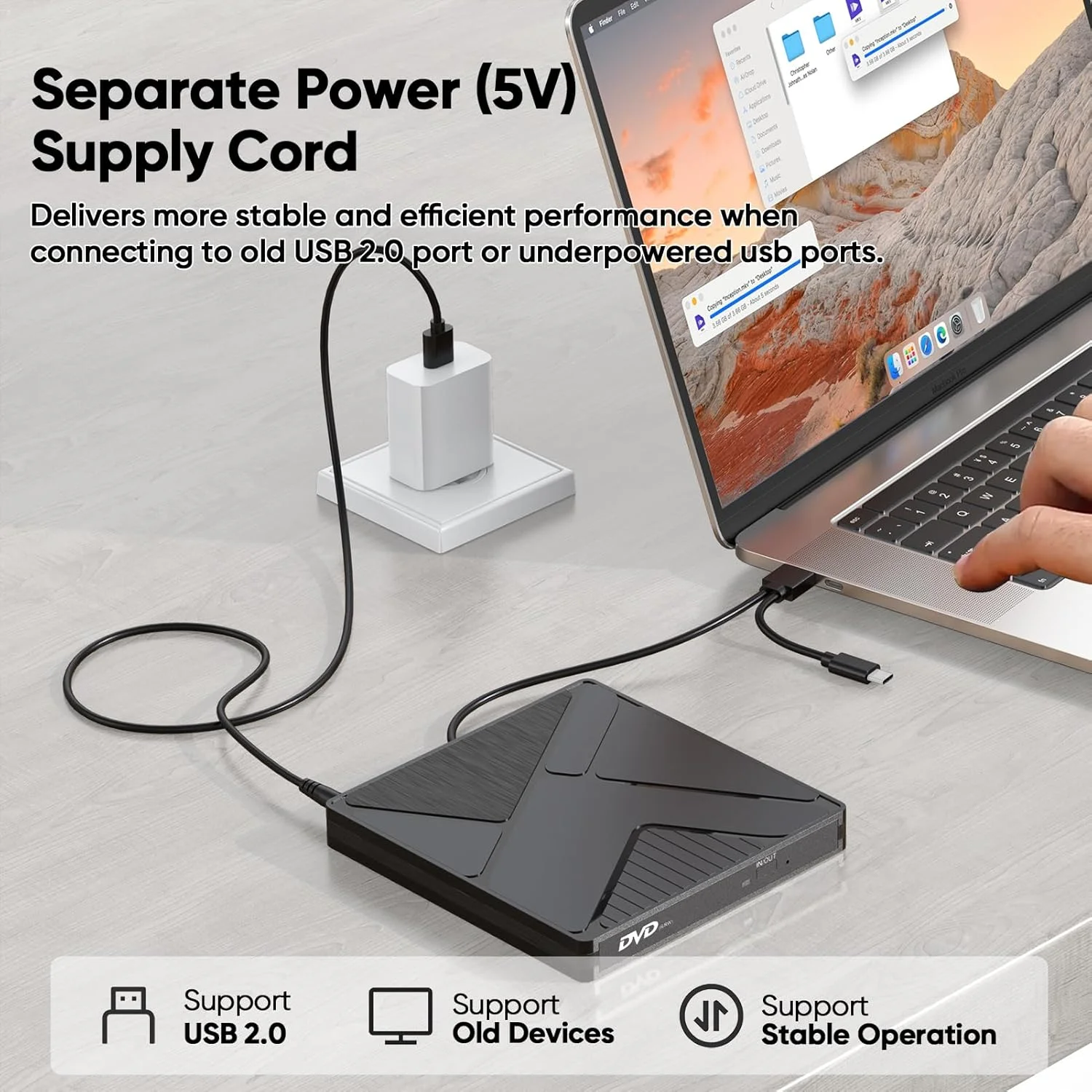 درایو نوری اکسترنال FEMORO مدل N39 (مشکی، USB+USBC) درایو نوری اکسترنال FEMORO مدل N39 (مشکی، USB+USBC)