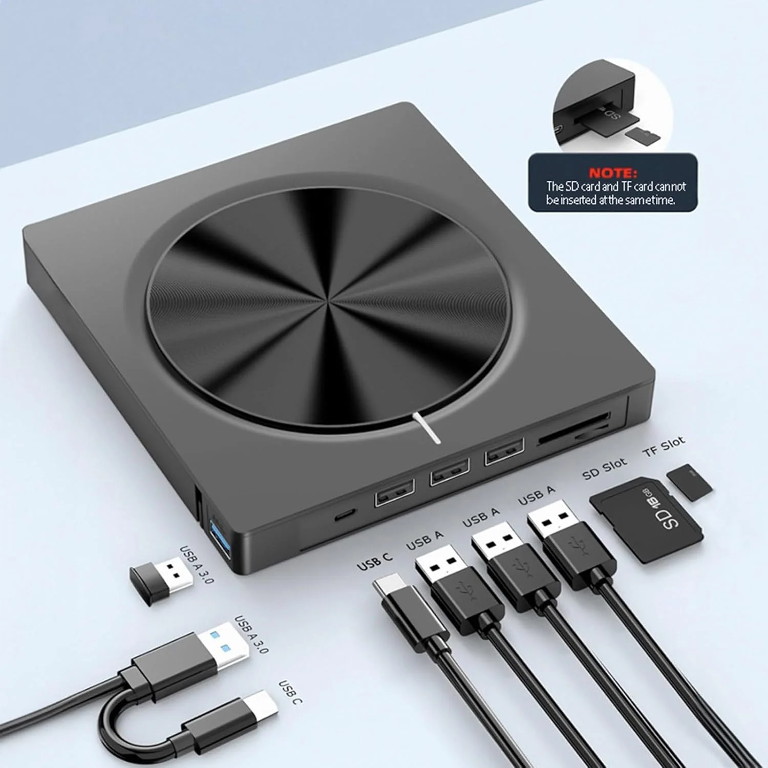 درایو نوری اکسترنال USB 3.0 Type C با 4 پورت USB و کارت خوان SDTF برای لپ تاپ و کامپیوتر