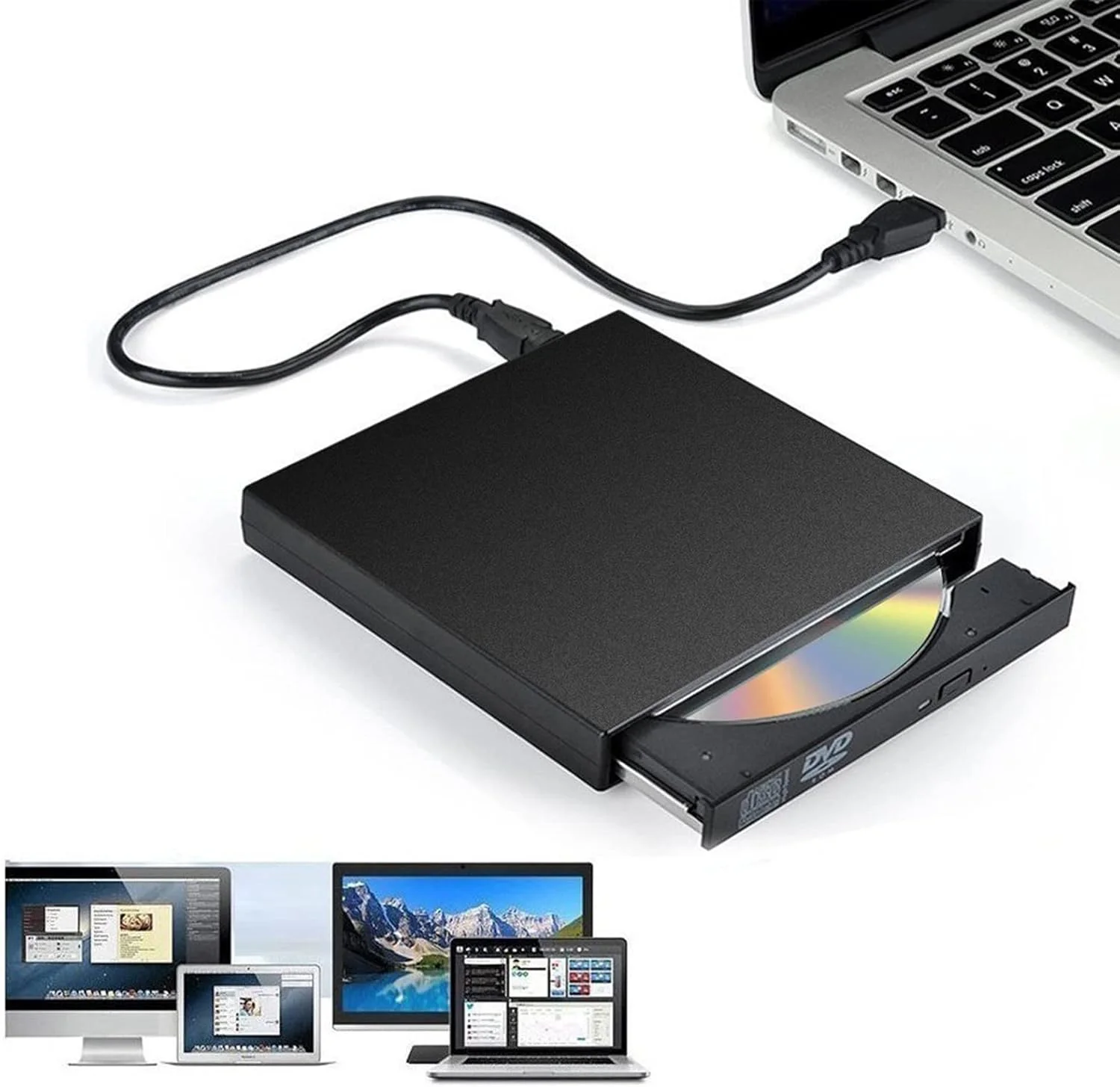 درایو نوری اکسترنال Fawoonu، رایتر و سوزاننده CD-RW باریک، پخش کننده ترکیبی DVD-RW USB 2.0، اتصال و پخش آسان برای لپ تاپ، نوت بوک و کامپیوتر رومیزی