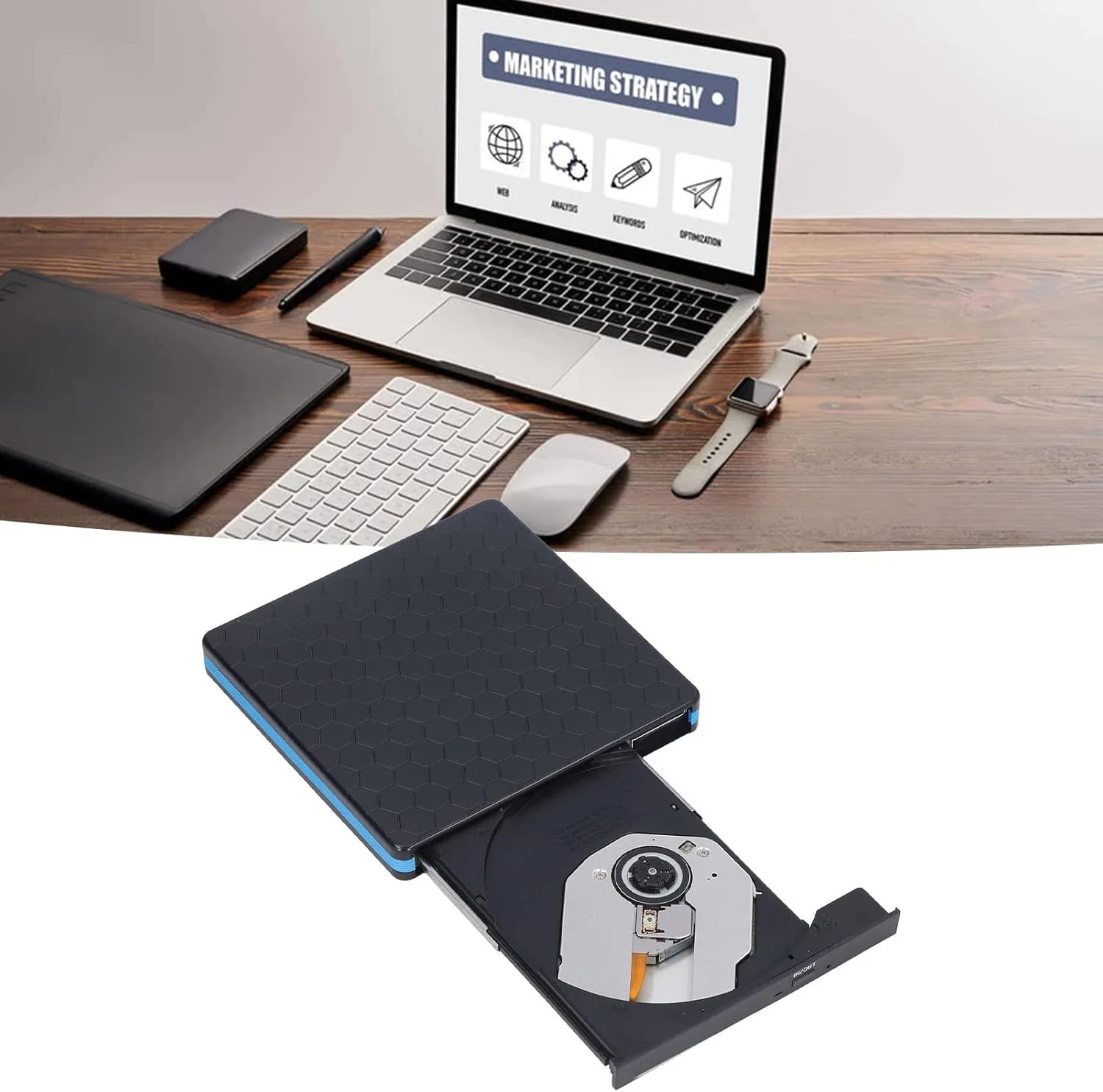 درایو نوری اکسترنال CD DVD، رایتر DVD/CD رام USB3.0، پخش کننده DVD قابل حمل برای لپ تاپ، پشتیبانی از USB2.0 Type C، برای WIN98، XP، برای WIN7، برای WIN8، برای WIN10، برای VISTA، برای OS X تبلت 8.6