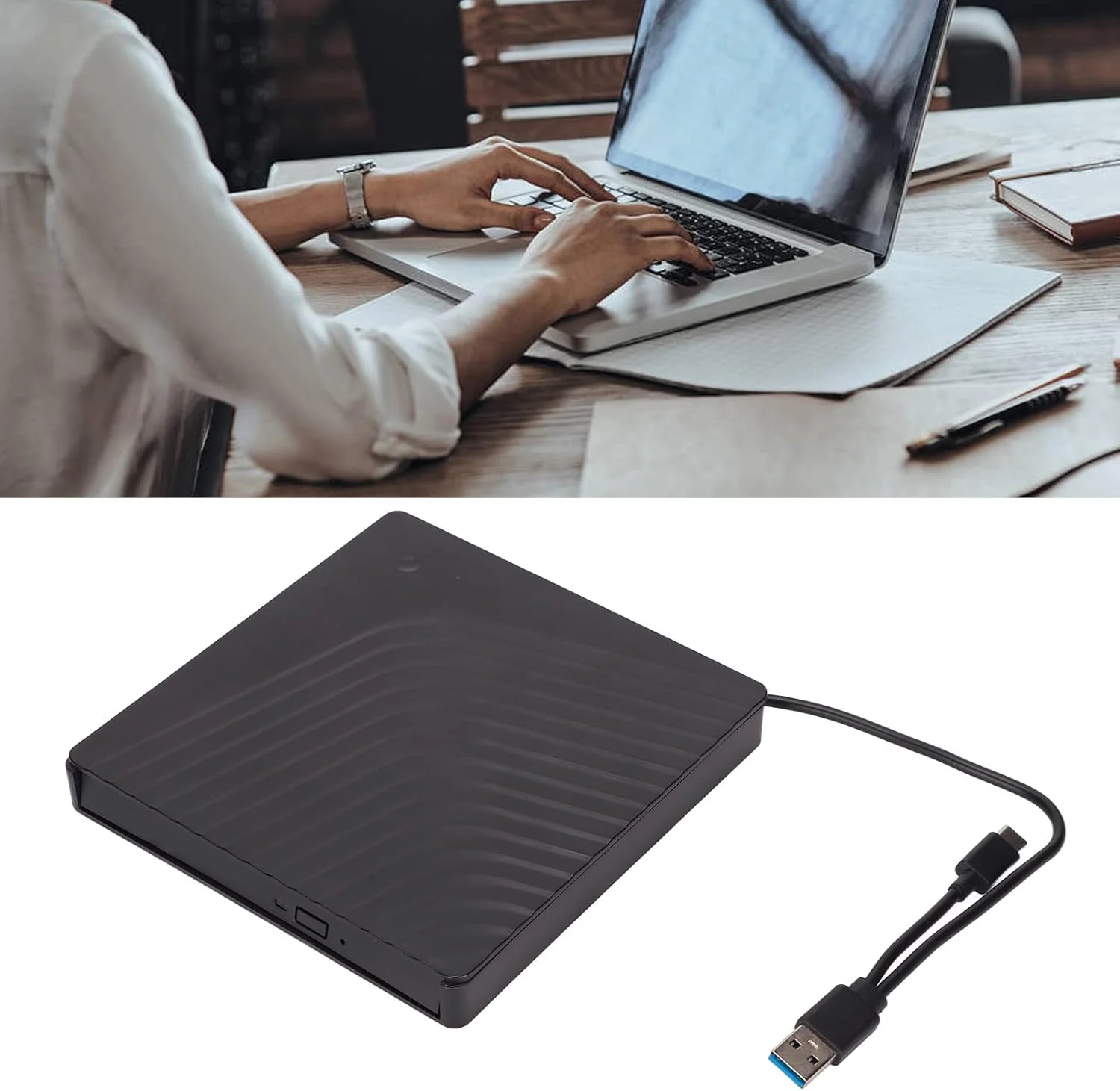 محفظه درایو نوری اکسترنال DVD، USB3.0/USB2.0 5Gbps، جعبه درایو پلیر نوری CD ROM موبایل USB 3.0 SATA 12.7mm/9.5mm برای کامپیوتر رومیزی لپ تاپ برای ویندوز