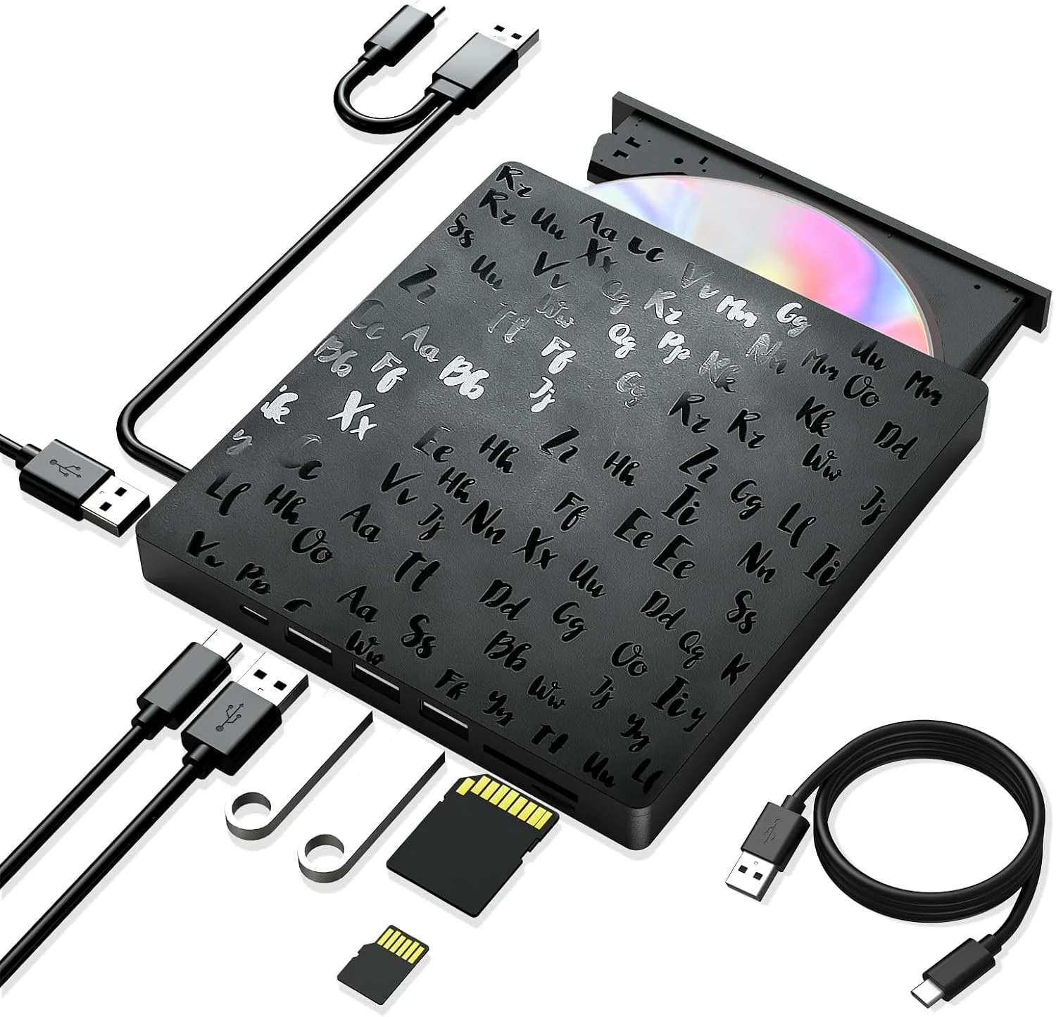 درایو DVD اکسترنال، USB 3.0 Type-C CD رایتر، برای لپ تاپ Type-C/DVD ROM +/-RW با 4 پورت USB و 2 اسلات کارت SD، درایو نوری فوق العاده باریک، سازگار با ویندوز لینوکس مک OS (روشن) درایو DVD اکسترنال، USB 3.0 Type-C CD رایتر، برای لپ تاپ Type-C/DVD ROM +/-RW با 4 پورت USB و 2 اسلات کارت SD، درایو نوری فوق العاده باریک، سازگار با ویندوز لینوکس مک OS (روشن)