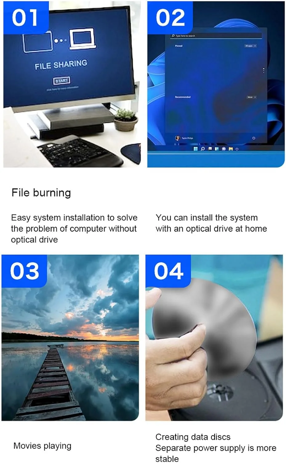 درایو DVD اکسترنال کم صدا USB3.0 با قابلیت اتصال و پخش آسان و نورپردازی جذاب