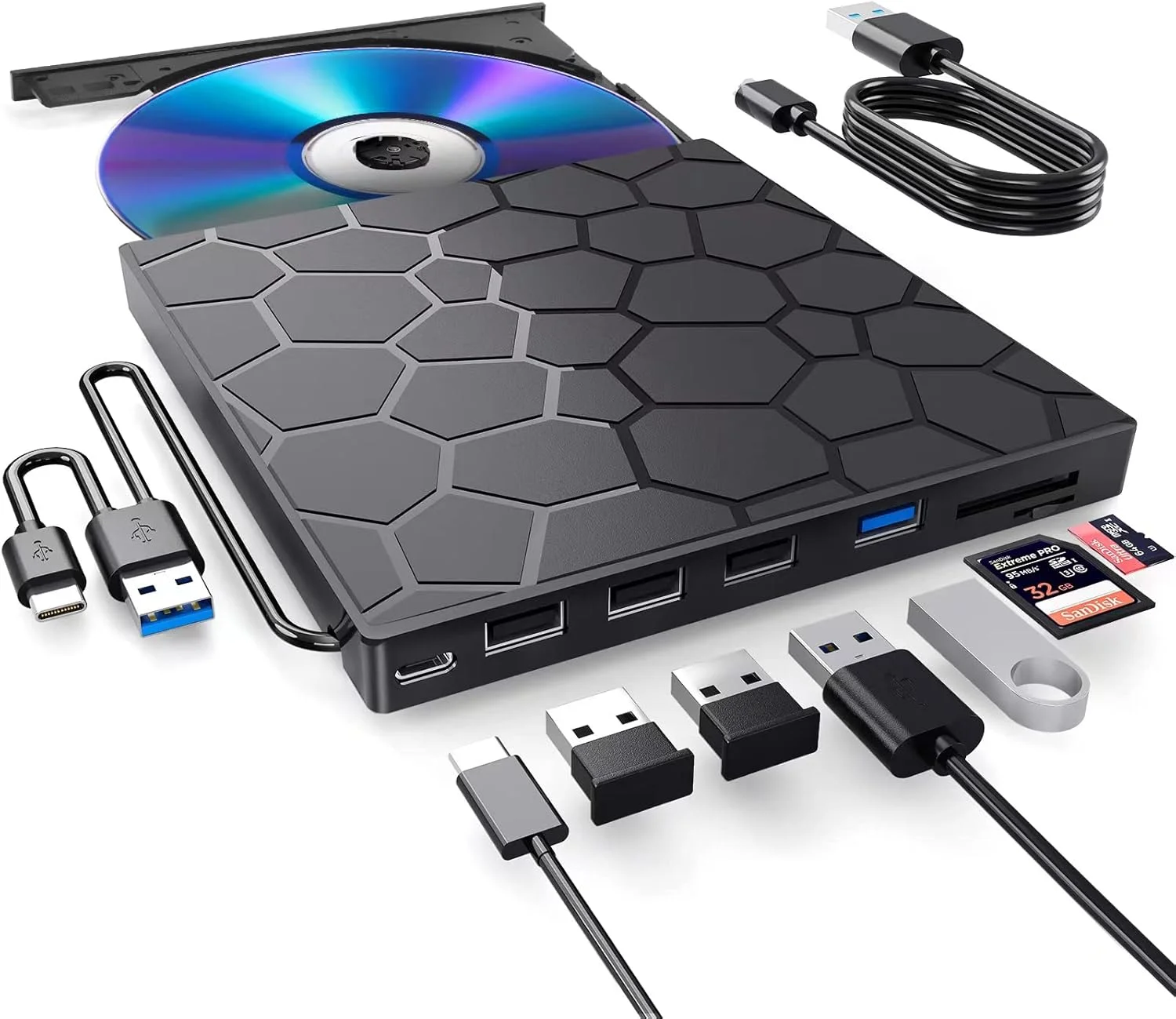 درایو نوری اکسترنال CD/DVD برای لپ تاپ، 8 در 1 USB 3.0 فوق العاده باریک قابل حمل برای لپ تاپ، رایتر و خواننده CD ROM اکسترنال، سازگار با لپ تاپ، کامپیوتر، مک، ویندوز، مک، لینوکس درایو نوری اکسترنال CD/DVD برای لپ تاپ، 8 در 1 USB 3.0 فوق العاده باریک قابل حمل برای لپ تاپ، رایتر و خواننده CD ROM اکسترنال، سازگار با لپ تاپ، کامپیوتر، مک، ویندوز، مک، لینوکس
